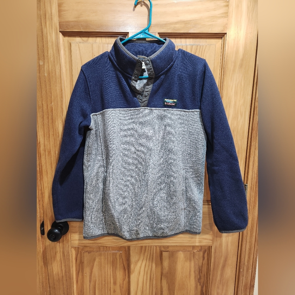 LL Bean Blue and Gray Fleece Pullover